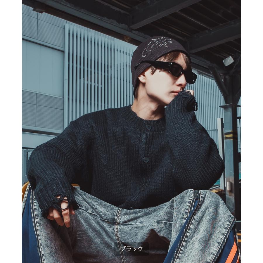 ニット帽 メンズ ニット帽子 ニットキャップ ビーニー 帽子 スタッズロゴ カジュアル ストリート スケーター アメカジ 古着MIX 韓国ファッション | improves | 04