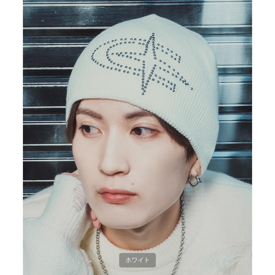 ニット帽 メンズ ニット帽子 ニットキャップ ビーニー 帽子 スタッズロゴ カジュアル ストリート スケーター アメカジ 古着MIX 韓国ファッション | improves | 06