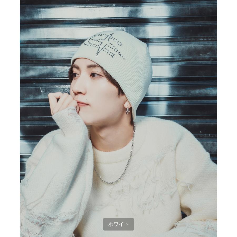 ニット帽 メンズ ニット帽子 ニットキャップ ビーニー 帽子 スタッズロゴ カジュアル ストリート スケーター アメカジ 古着MIX 韓国ファッション | improves | 07