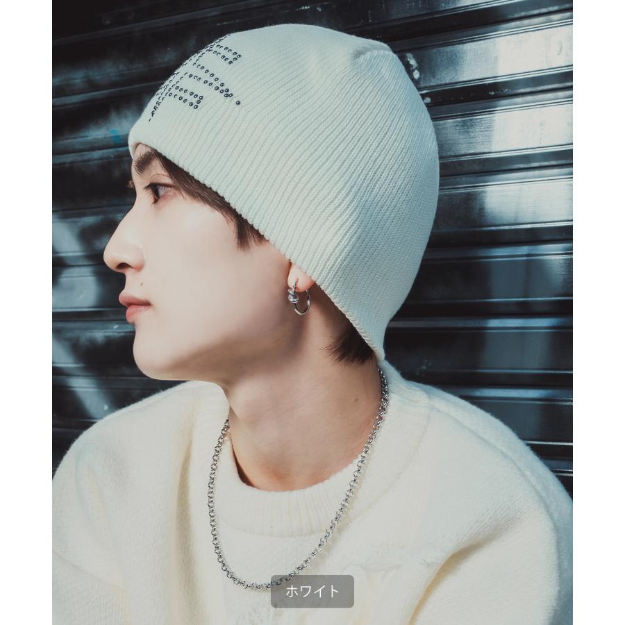 ニット帽 メンズ ニット帽子 ニットキャップ ビーニー 帽子 スタッズロゴ カジュアル ストリート スケーター アメカジ 古着MIX 韓国ファッション | improves | 08