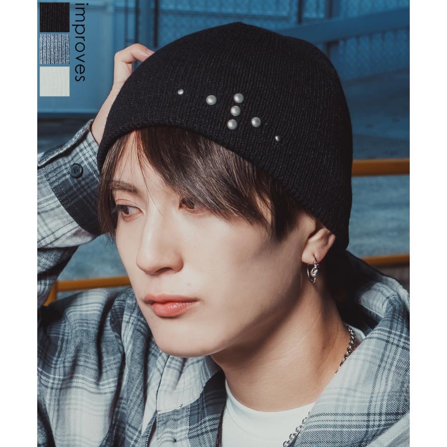 ニット帽 メンズ ニット帽子 ニットキャップ ビーニー 帽子 スタッズ カジュアル ストリート スケーター アメカジ 古着MIX 韓国ファッション | improves