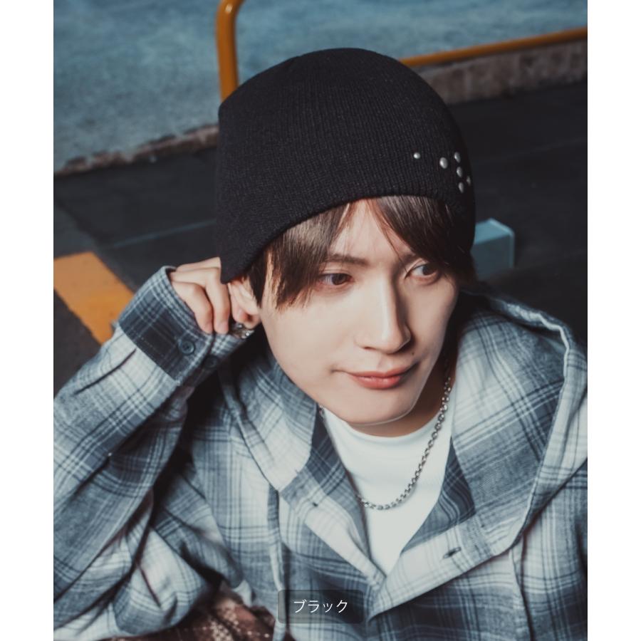 ニット帽 メンズ ニット帽子 ニットキャップ ビーニー 帽子 スタッズ カジュアル ストリート スケーター アメカジ 古着MIX 韓国ファッション | improves | 05
