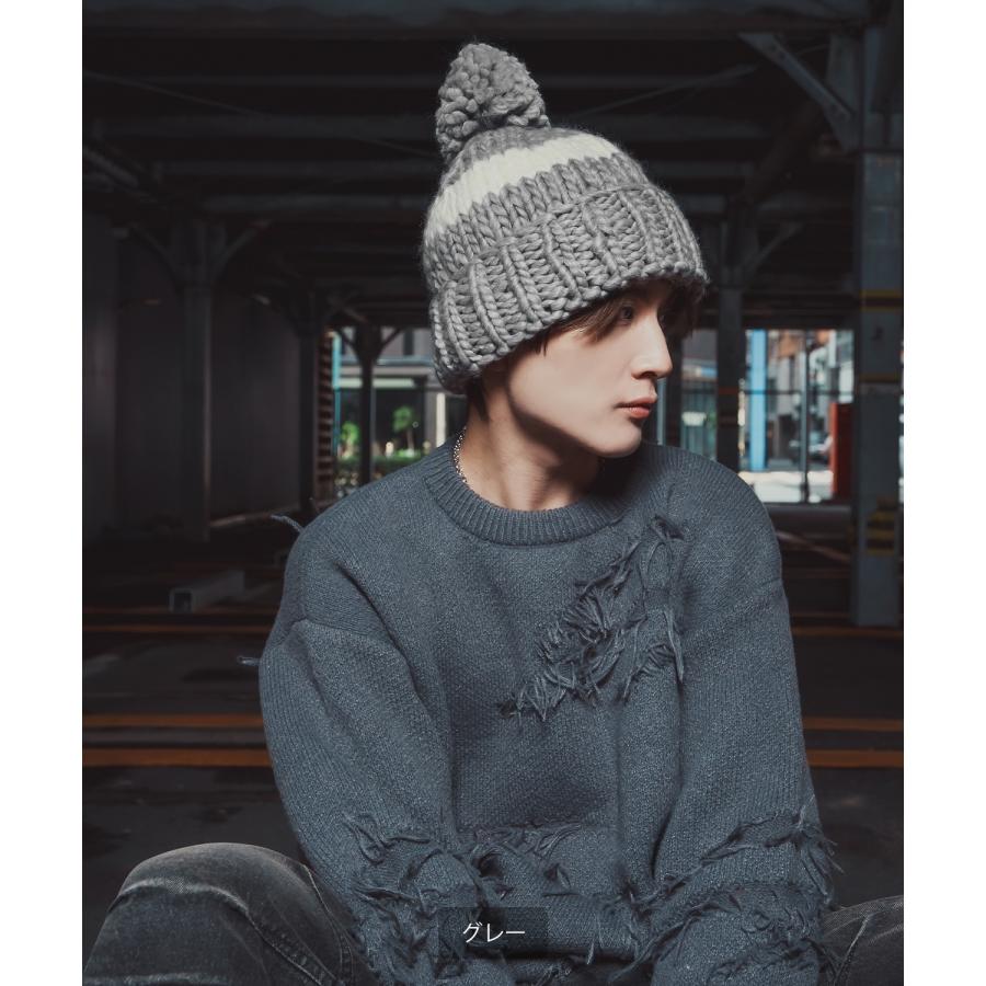 ニット帽 メンズ ニット帽子 ニットキャップ ビーニー 帽子 ボンボン カジュアル ストリート スケーター アメカジ 古着MIX 韓国ファッション | improves | 05