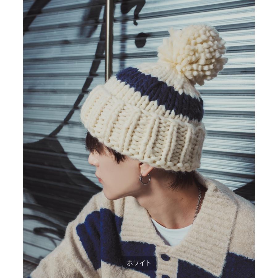 ニット帽 メンズ ニット帽子 ニットキャップ ビーニー 帽子 ボンボン カジュアル ストリート スケーター アメカジ 古着MIX 韓国ファッション | improves | 10