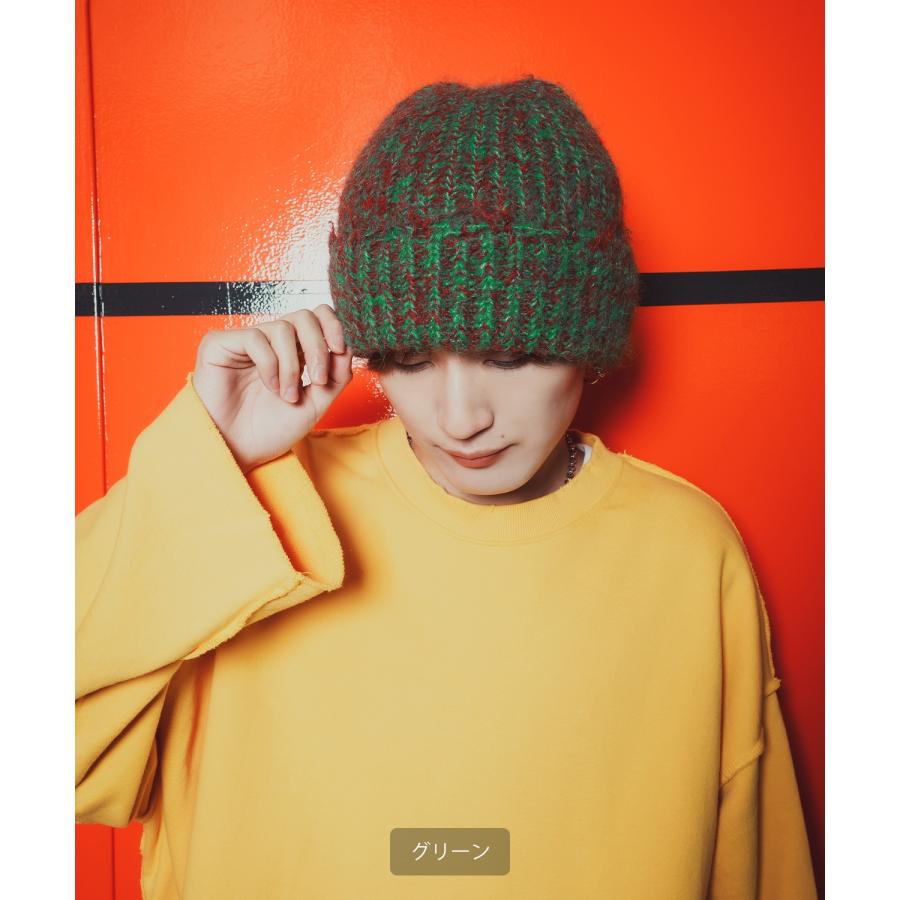 ニットキャップ ビーニー メンズ レディース ふわふわ モヘア風 ミックスカラー ニット帽 ニットワッチ ストリート 古着MIX 韓国ファッション Y2K カジュアル | improves | 10