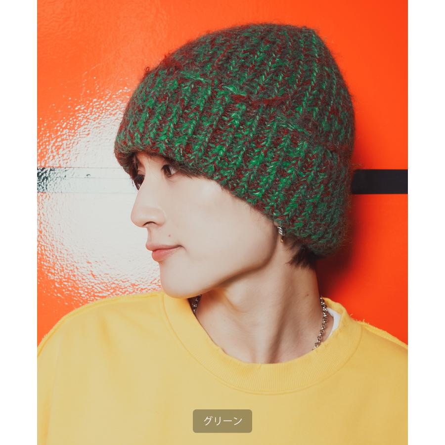 ニットキャップ ビーニー メンズ レディース ふわふわ モヘア風 ミックスカラー ニット帽 ニットワッチ ストリート 古着MIX 韓国ファッション Y2K カジュアル | improves | 11