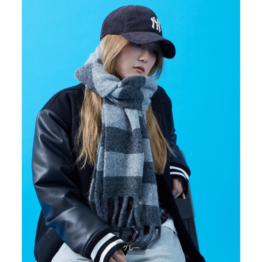ボーダー マフラー ストール フリンジ ボリューム ユニセックス メンズ レディース 韓国ファッション Y2K ストリート 古着MIX カジュアル ビッグシルエット | improves | 06