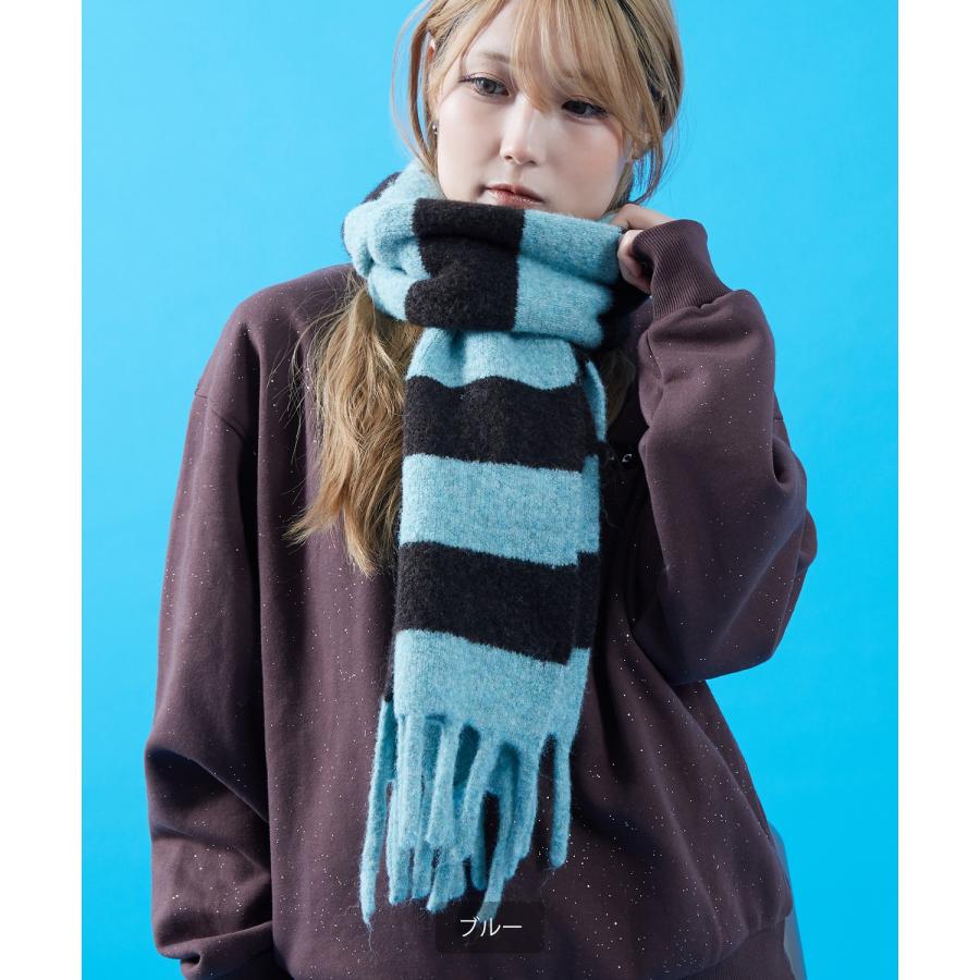 ボーダー マフラー ストール フリンジ ボリューム ユニセックス メンズ レディース 韓国ファッション Y2K ストリート 古着MIX カジュアル ビッグシルエット | improves | 08