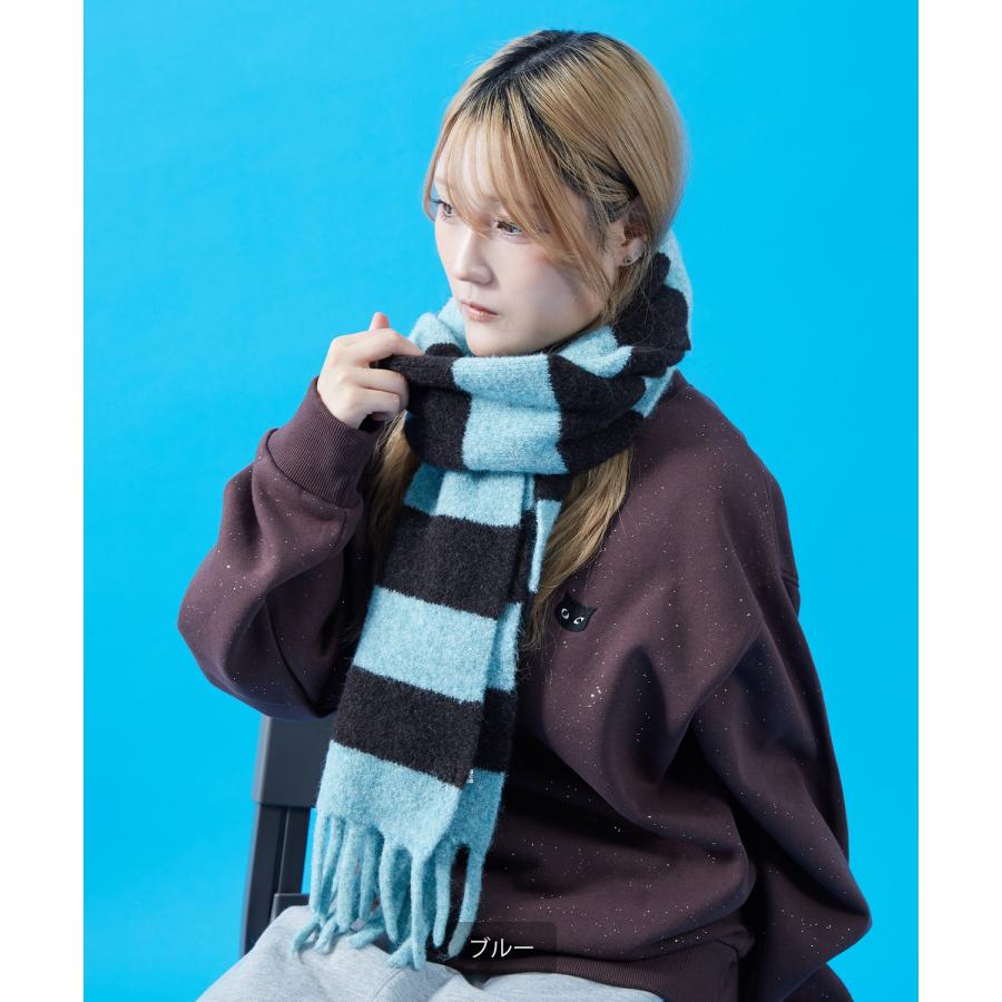 ボーダー マフラー ストール フリンジ ボリューム ユニセックス メンズ レディース 韓国ファッション Y2K ストリート 古着MIX カジュアル ビッグシルエット | improves | 09