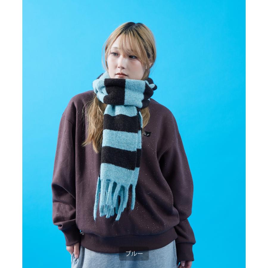 ボーダー マフラー ストール フリンジ ボリューム ユニセックス メンズ レディース 韓国ファッション Y2K ストリート 古着MIX カジュアル ビッグシルエット | improves | 10