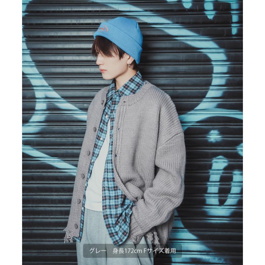 カーディガン 長袖 メンズ グランジ ロック ダメージ加工 ゆったり ビッグシルエット ニット ストリート V系 K-POP 韓国ファッション ルーズ ユニセックス | improves | 12