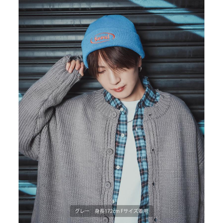 カーディガン 長袖 メンズ グランジ ロック ダメージ加工 ゆったり ビッグシルエット ニット ストリート V系 K-POP 韓国ファッション ルーズ ユニセックス | improves | 13