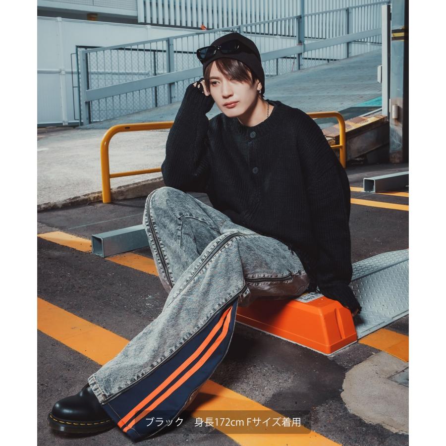 カーディガン 長袖 メンズ グランジ ロック ダメージ加工 ゆったり ビッグシルエット ニット ストリート V系 K-POP 韓国ファッション ルーズ ユニセックス | improves | 06