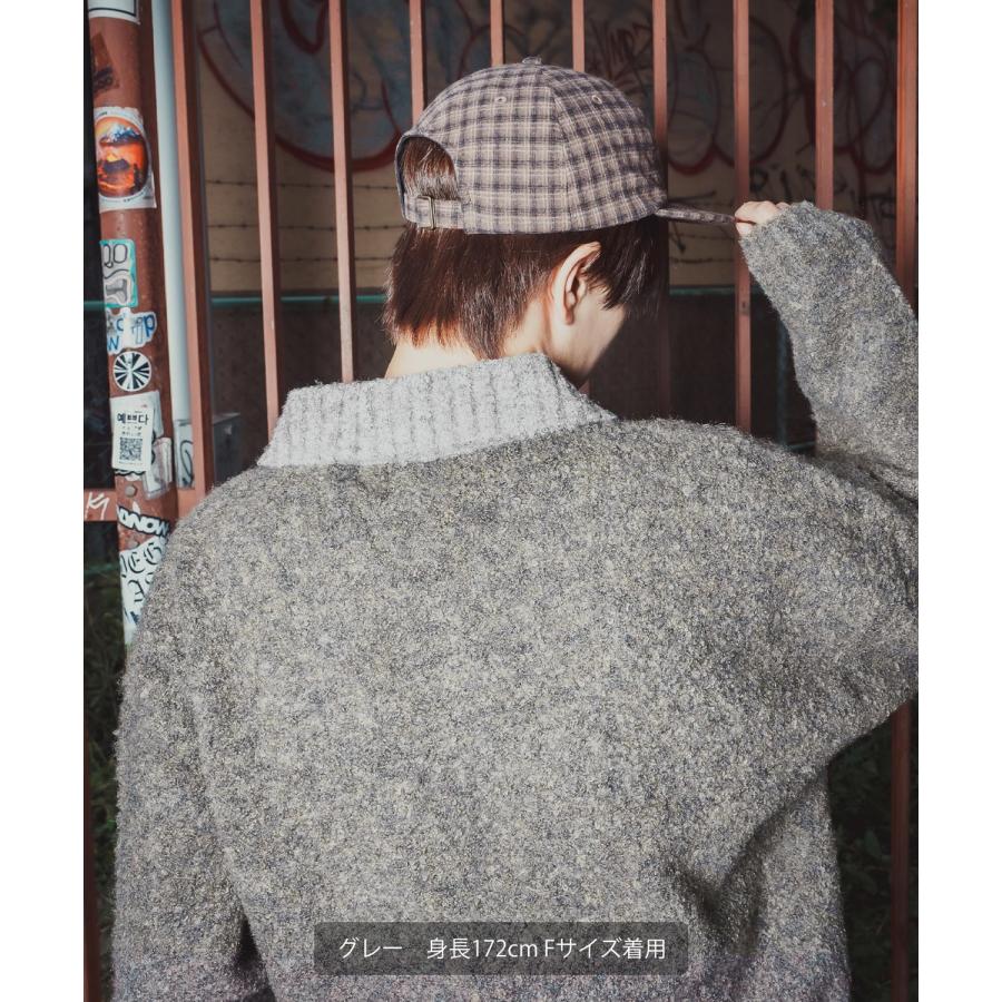 ポロニット セーター メンズ レディース モヘアライク ルーズシルエット ボリューム袖 長袖 カーリーニット レトロ カジュアル ユニセックス ゆるニット | improves | 12