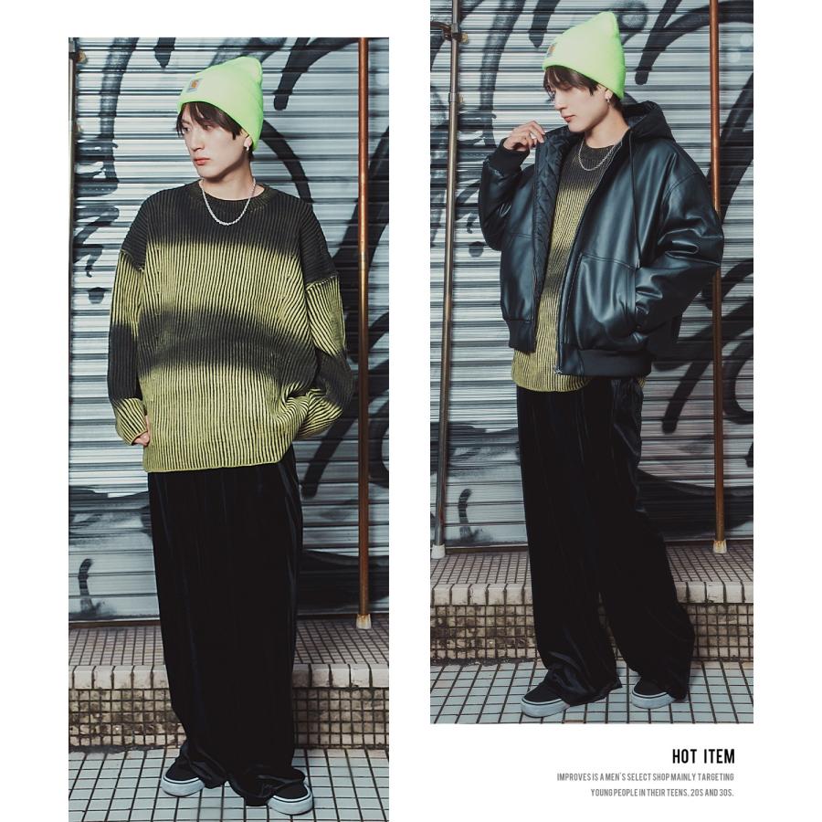 ニット セーター メンズ レディース オーバーサイズ ビッグシルエット クルーネック グラデーション ダメージ加工 ストリート Y2K 韓国 古着MIX アクリル | improves | 15