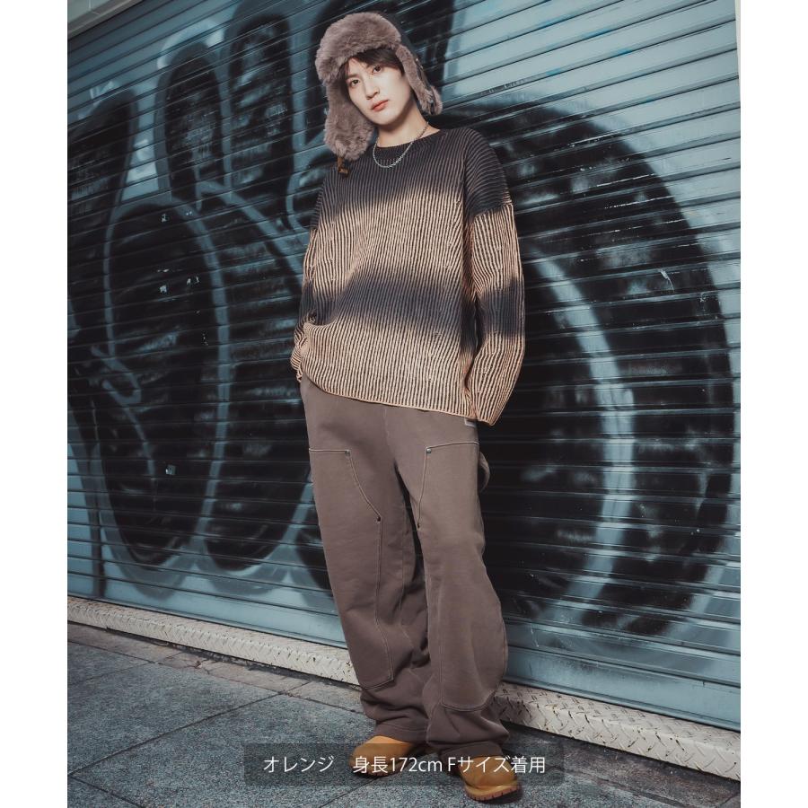 ニット セーター メンズ レディース オーバーサイズ ビッグシルエット クルーネック グラデーション ダメージ加工 ストリート Y2K 韓国 古着MIX アクリル | improves | 20