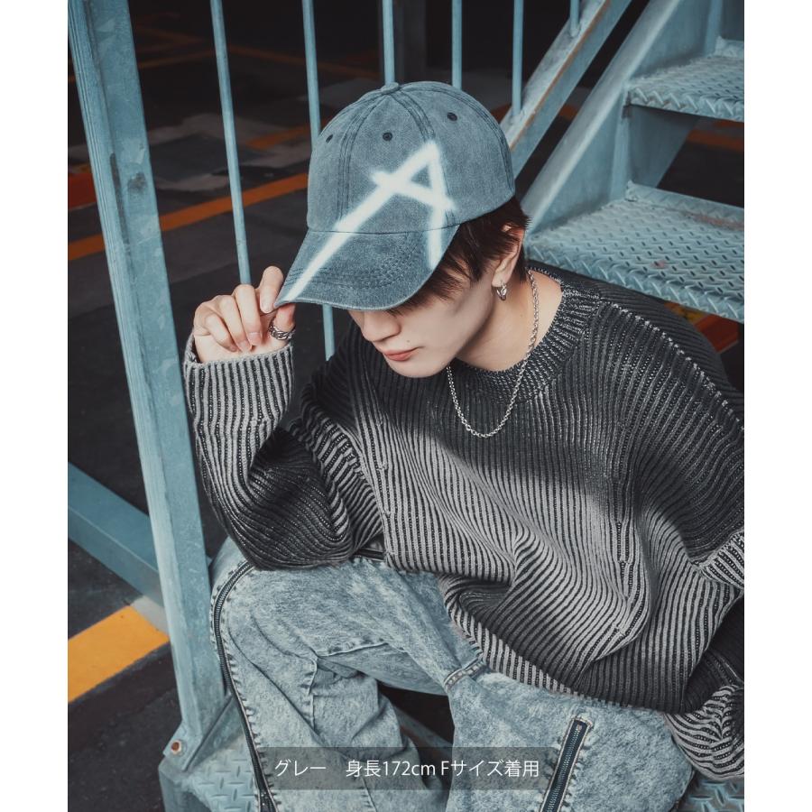 ニット セーター メンズ レディース オーバーサイズ ビッグシルエット クルーネック グラデーション ダメージ加工 ストリート Y2K 韓国 古着MIX アクリル | improves | 06