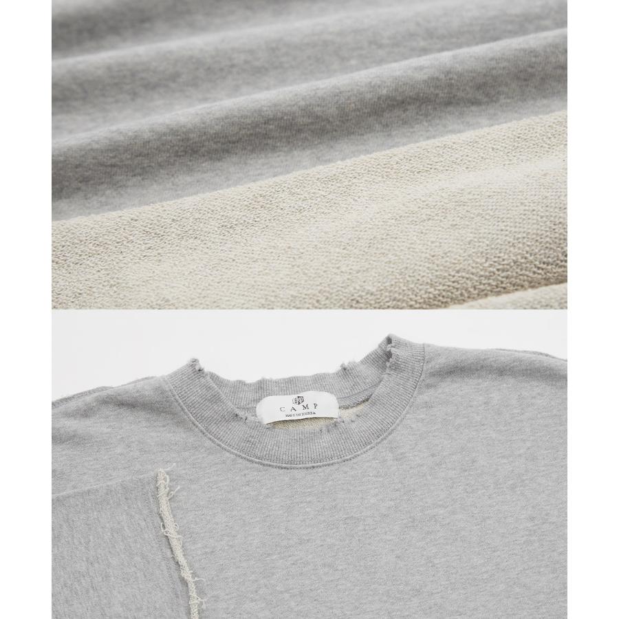 ダメージスウェット メンズ レディース ビッグシルエット ストリート Y2K ロンT カットソー グランジ ユーズド加工 オーバーサイズ 古着風 韓国 | improves | 23