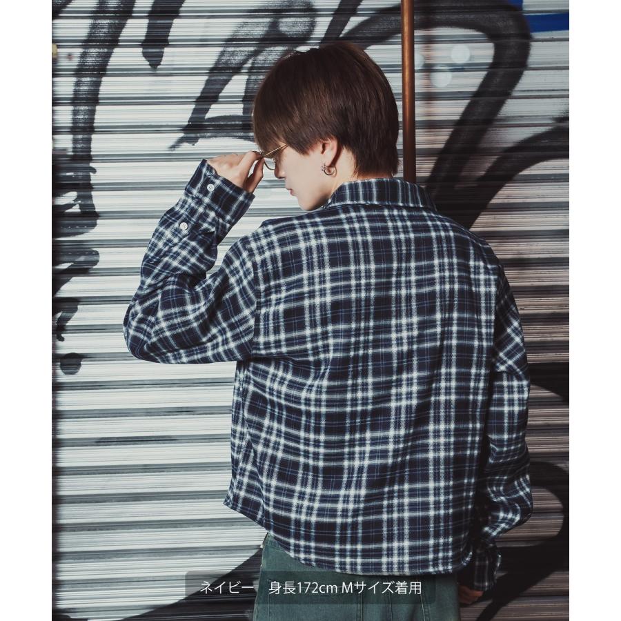 チェックシャツ クロップド丈 メンズ 長袖シャツ グランジファッション ストリート オーバーサイズ ビッグシルエット Y2K 韓国 古着MIX アメカジ カジュアル | improves | 13