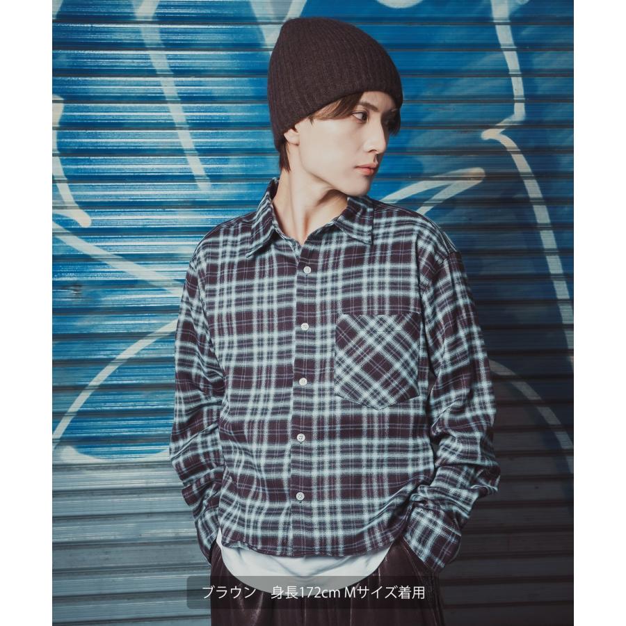 チェックシャツ クロップド丈 メンズ 長袖シャツ グランジファッション ストリート オーバーサイズ ビッグシルエット Y2K 韓国 古着MIX アメカジ カジュアル | improves | 03