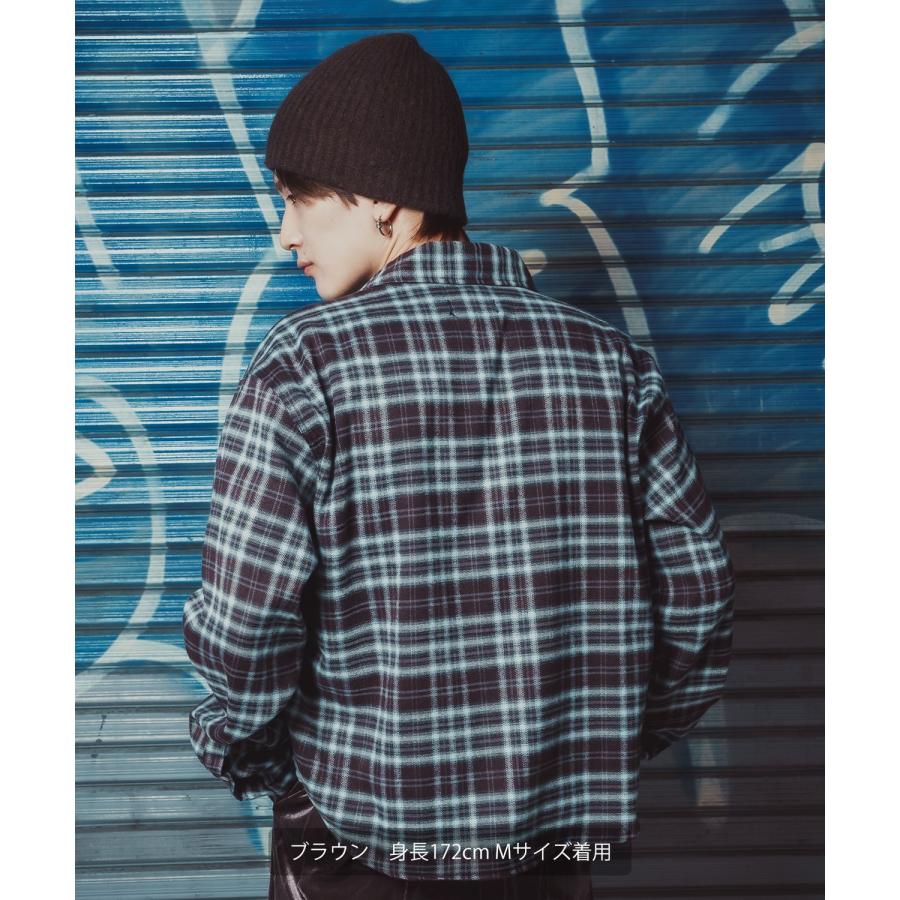 チェックシャツ クロップド丈 メンズ 長袖シャツ グランジファッション ストリート オーバーサイズ ビッグシルエット Y2K 韓国 古着MIX アメカジ カジュアル | improves | 05