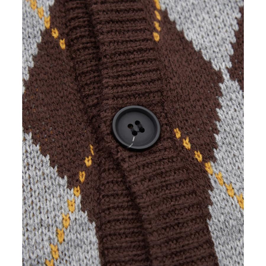 アーガイルカーディガン メンズ レディース ニット 総柄 オーバーサイズ ビッグシルエット 韓国ファッション ストリート 古着MIX 秋 冬 | improves | 13