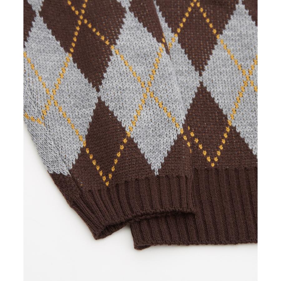 アーガイルカーディガン メンズ レディース ニット 総柄 オーバーサイズ ビッグシルエット 韓国ファッション ストリート 古着MIX 秋 冬 | improves | 14