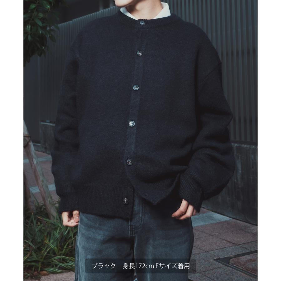 ニットカーディガン メンズ レディース オーバーサイズ ざっくり カーデ ルーズ ビッグシルエット シャギー モヘア Vネック クルーネック 古着MIX 韓国 | improves | 18