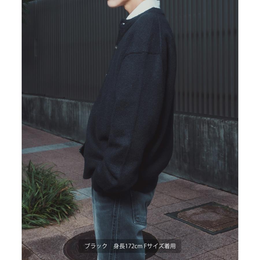 ニットカーディガン メンズ レディース オーバーサイズ ざっくり カーデ ルーズ ビッグシルエット シャギー モヘア Vネック クルーネック 古着MIX 韓国 | improves | 19