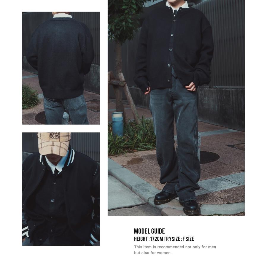 ニットカーディガン メンズ レディース オーバーサイズ ざっくり カーデ ルーズ ビッグシルエット シャギー モヘア Vネック クルーネック 古着MIX 韓国 | improves | 21