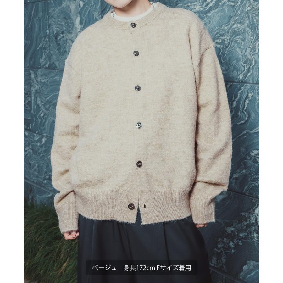 ニットカーディガン メンズ レディース オーバーサイズ ざっくり カーデ ルーズ ビッグシルエット シャギー モヘア Vネック クルーネック 古着MIX 韓国 | improves | 06