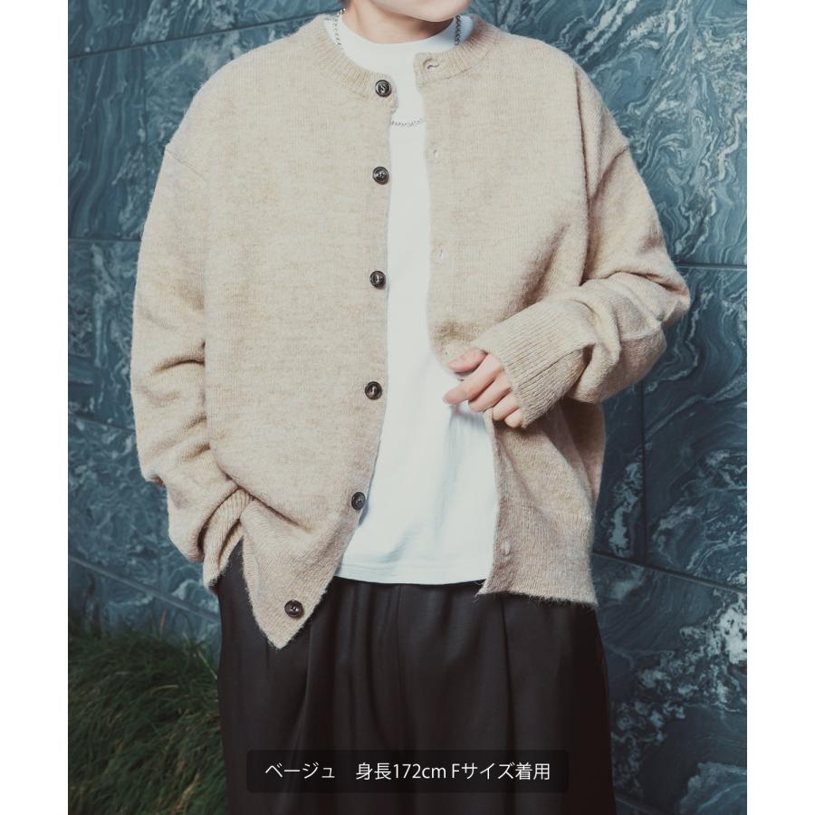 ニットカーディガン メンズ レディース オーバーサイズ ざっくり カーデ ルーズ ビッグシルエット シャギー モヘア Vネック クルーネック 古着MIX 韓国 | improves | 07