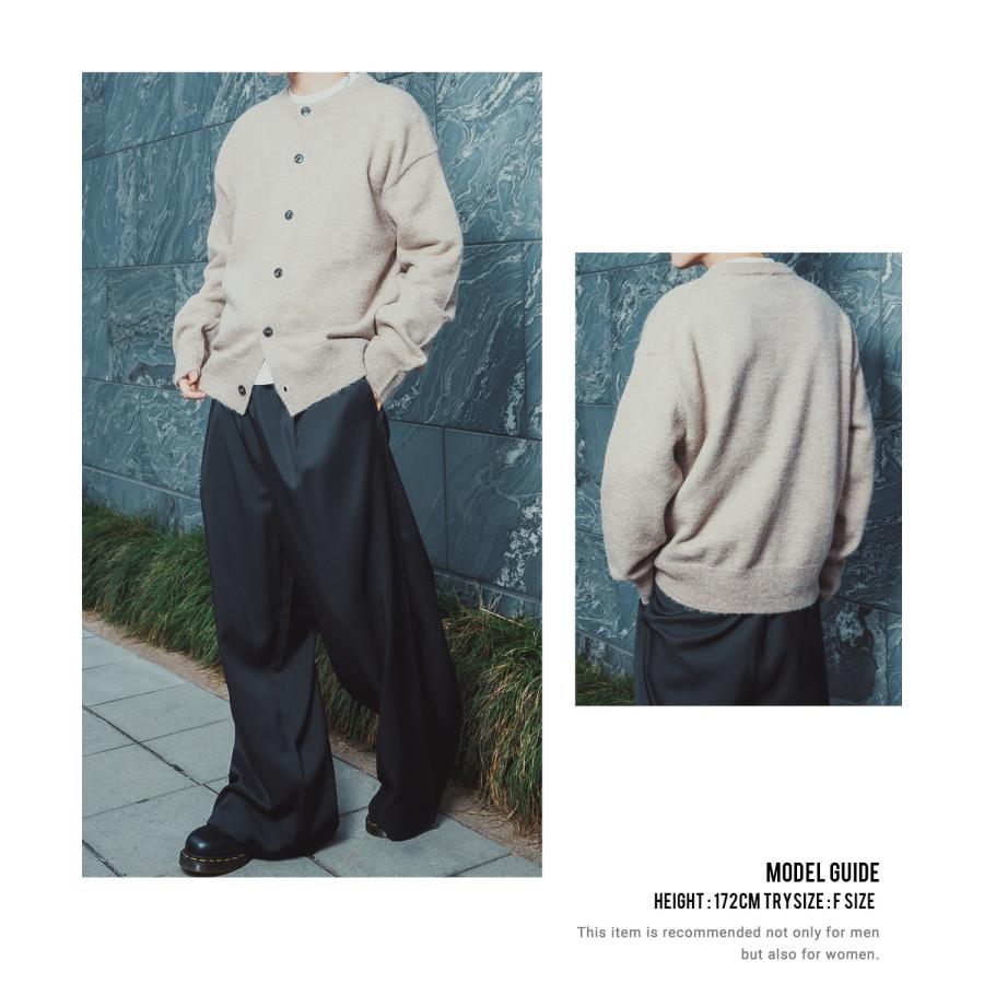 ニットカーディガン メンズ レディース オーバーサイズ ざっくり カーデ ルーズ ビッグシルエット シャギー モヘア Vネック クルーネック 古着MIX 韓国 | improves | 08