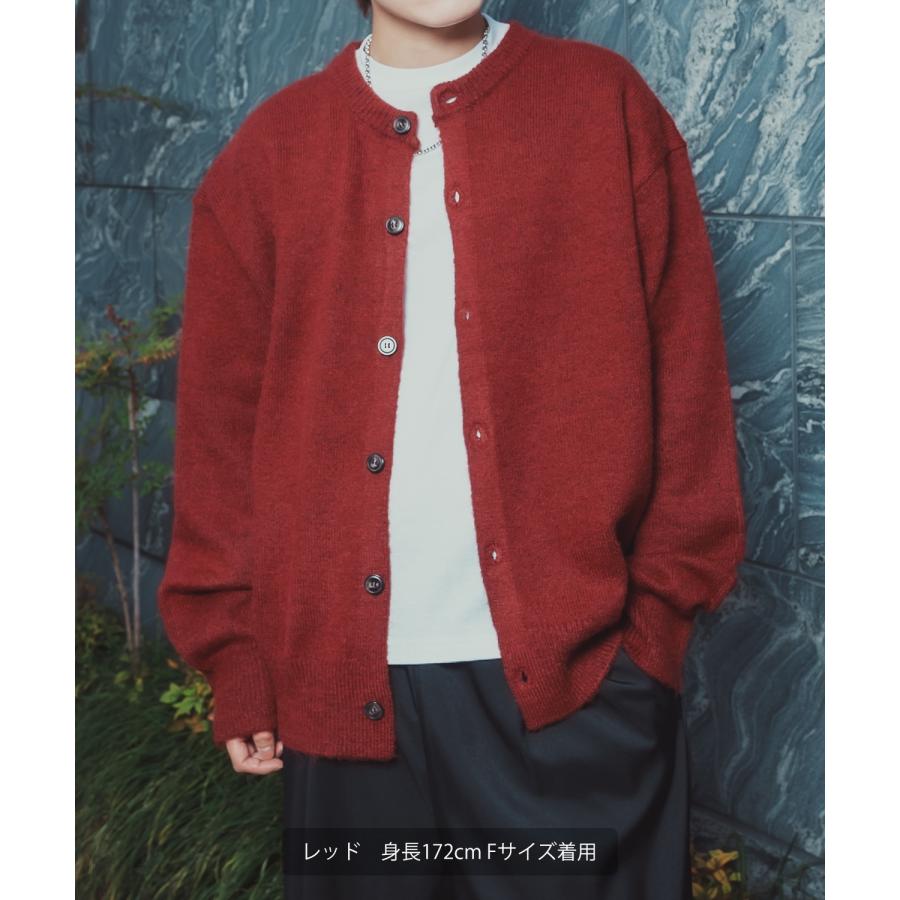 ニットカーディガン メンズ レディース オーバーサイズ ざっくり カーデ ルーズ ビッグシルエット シャギー モヘア Vネック クルーネック 古着MIX 韓国 | improves | 09