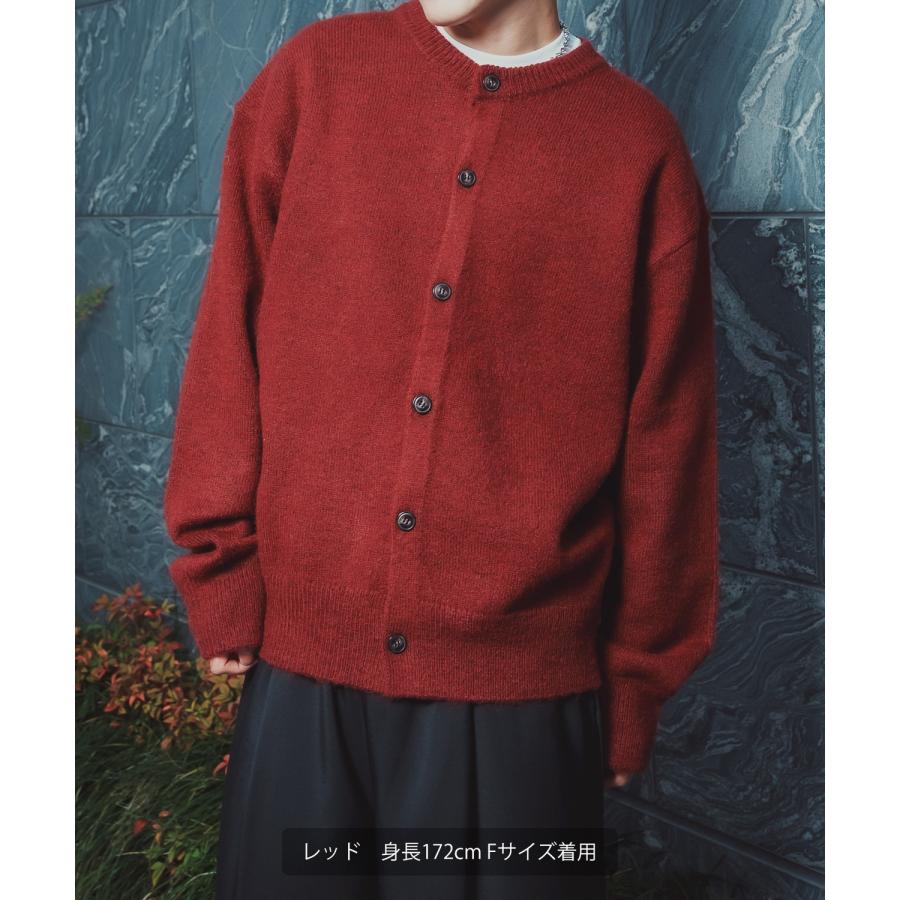 ニットカーディガン メンズ レディース オーバーサイズ ざっくり カーデ ルーズ ビッグシルエット シャギー モヘア Vネック クルーネック 古着MIX 韓国 | improves | 10