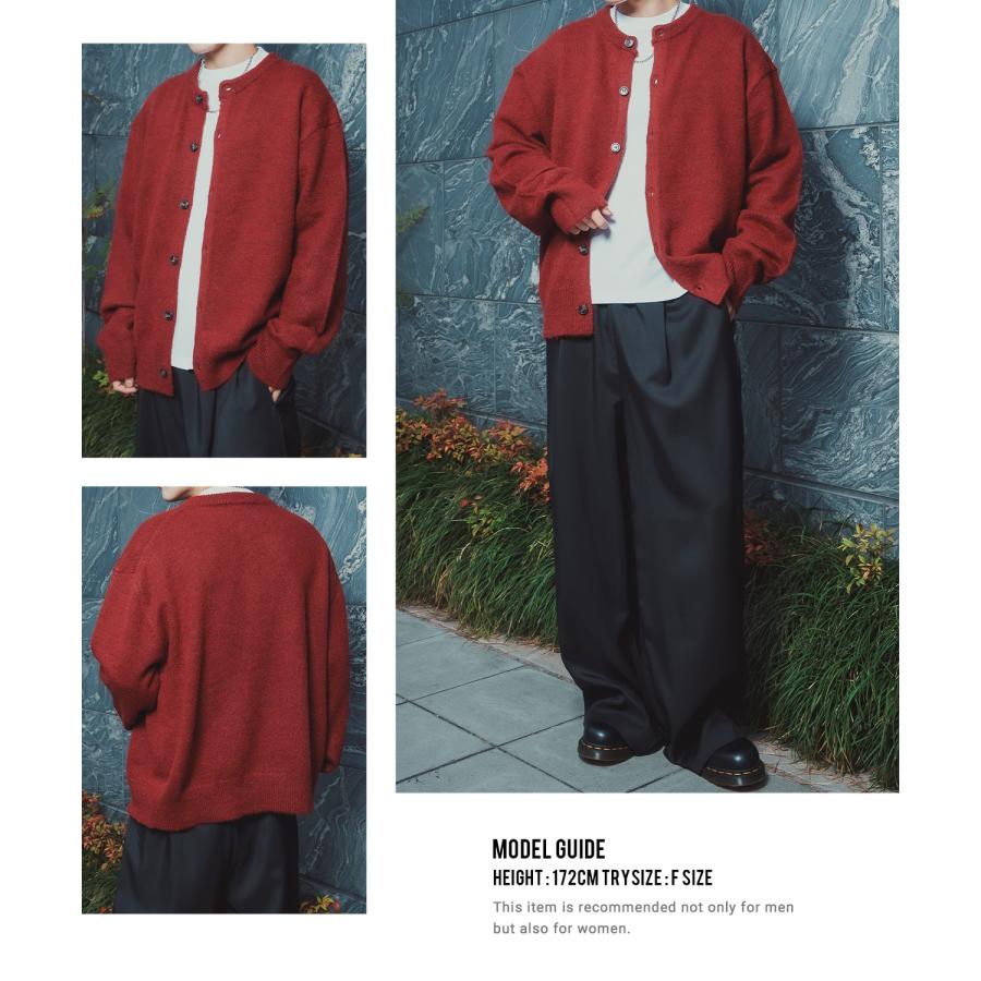 ニットカーディガン メンズ レディース オーバーサイズ ざっくり カーデ ルーズ ビッグシルエット シャギー モヘア Vネック クルーネック 古着MIX 韓国 | improves | 11