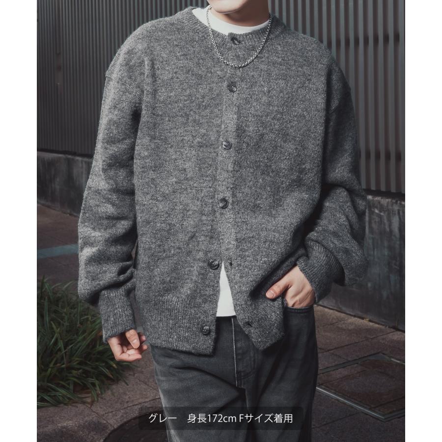 ニットカーディガン メンズ レディース オーバーサイズ ざっくり カーデ ルーズ ビッグシルエット シャギー モヘア Vネック クルーネック 古着MIX 韓国 | improves | 12