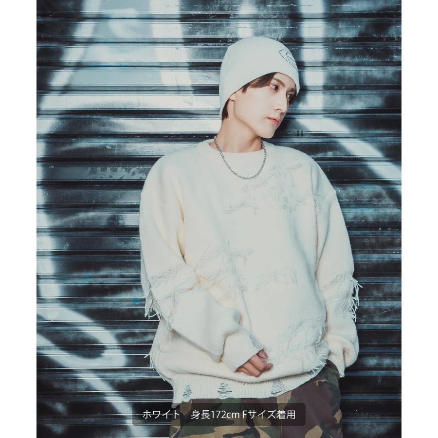 ダメージセーター グランジニット メンズ ストリート系 モード系 トップス セーター 大きめ ルーズシルエット 韓国ファッション 古着MIX | improves | 14