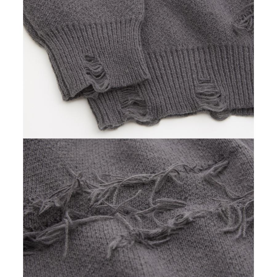 ダメージセーター グランジニット メンズ ストリート系 モード系 トップス セーター 大きめ ルーズシルエット 韓国ファッション 古着MIX | improves | 22