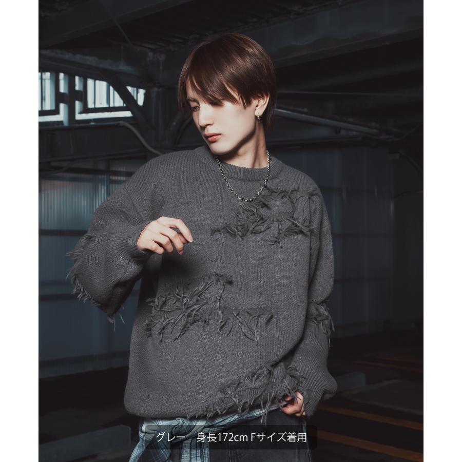 ダメージセーター グランジニット メンズ ストリート系 モード系 トップス セーター 大きめ ルーズシルエット 韓国ファッション 古着MIX | improves | 05