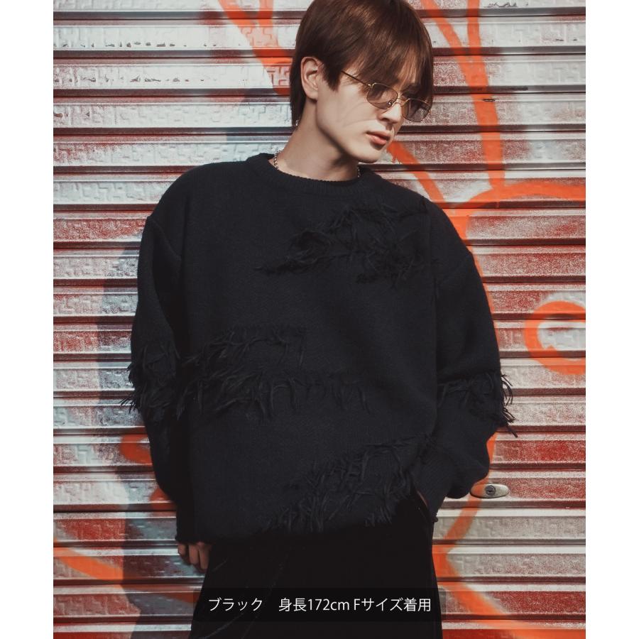 ダメージセーター グランジニット メンズ ストリート系 モード系 トップス セーター 大きめ ルーズシルエット 韓国ファッション 古着MIX | improves | 10