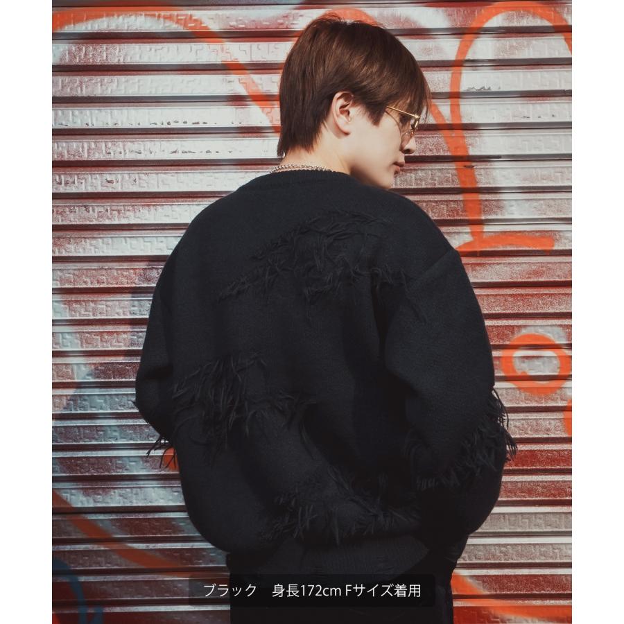 ダメージセーター グランジニット メンズ ストリート系 モード系 トップス セーター 大きめ ルーズシルエット 韓国ファッション 古着MIX | improves | 12