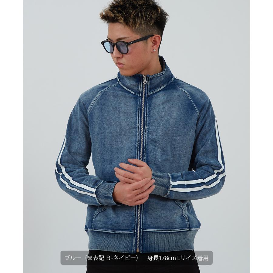 デニムジャケット メンズ スウェットデニム カットデニム ジャージ ジャケット トラックジャケット サイドライン improves | improves | 10