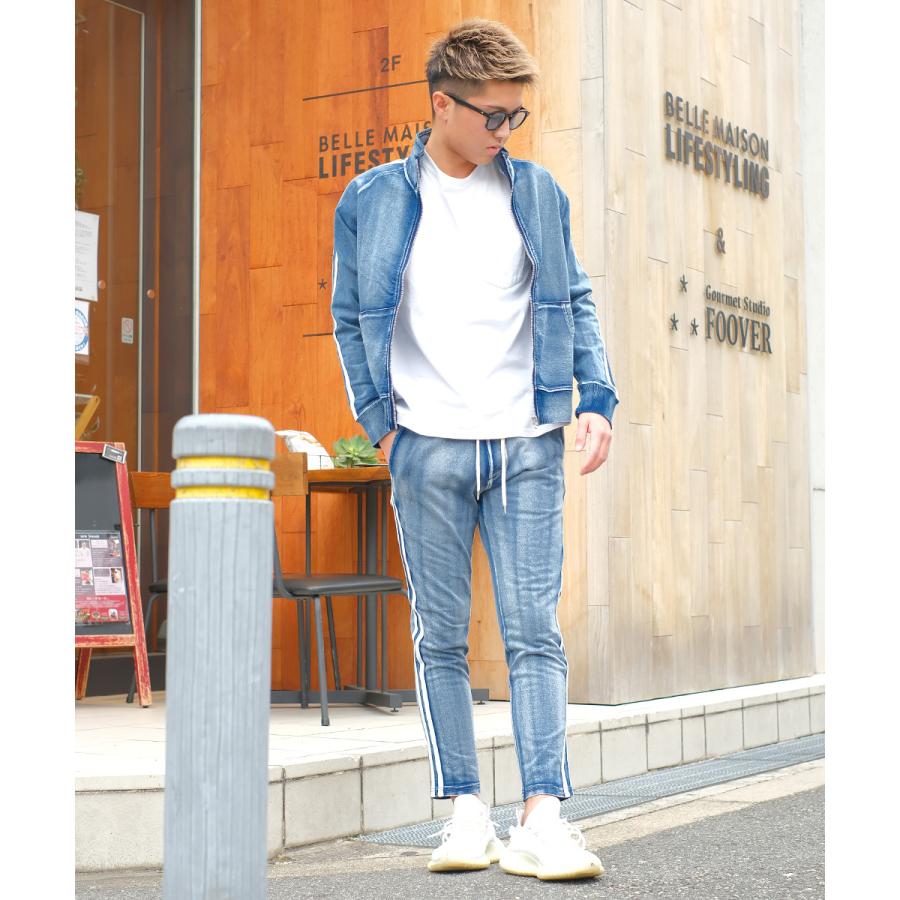 デニムジャケット メンズ スウェットデニム カットデニム ジャージ ジャケット トラックジャケット サイドライン improves | improves | 04