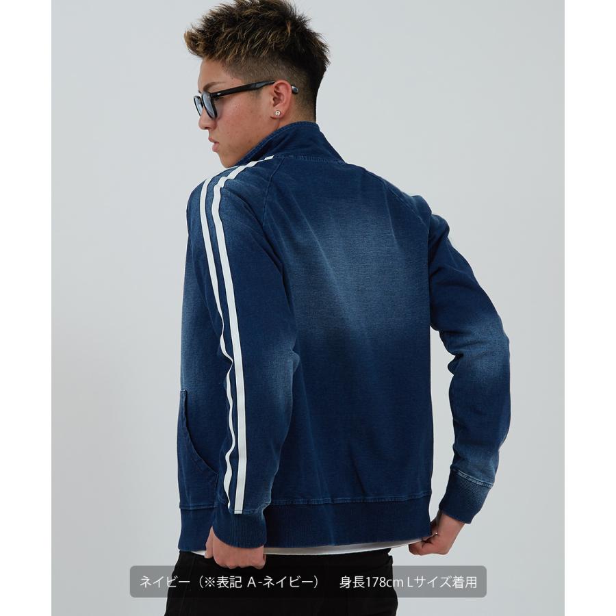 デニムジャケット メンズ スウェットデニム カットデニム ジャージ ジャケット トラックジャケット サイドライン improves | improves | 06