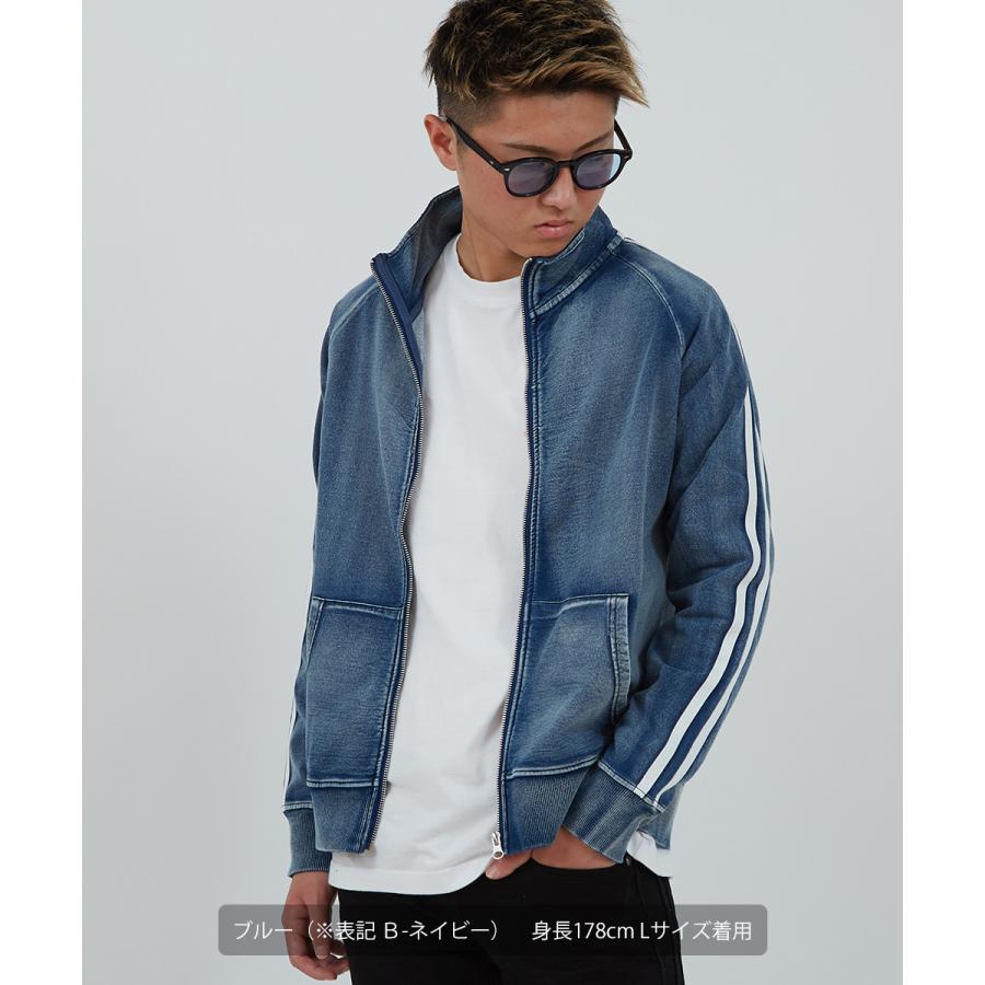 デニムジャケット メンズ スウェットデニム カットデニム ジャージ ジャケット トラックジャケット サイドライン improves | improves | 08