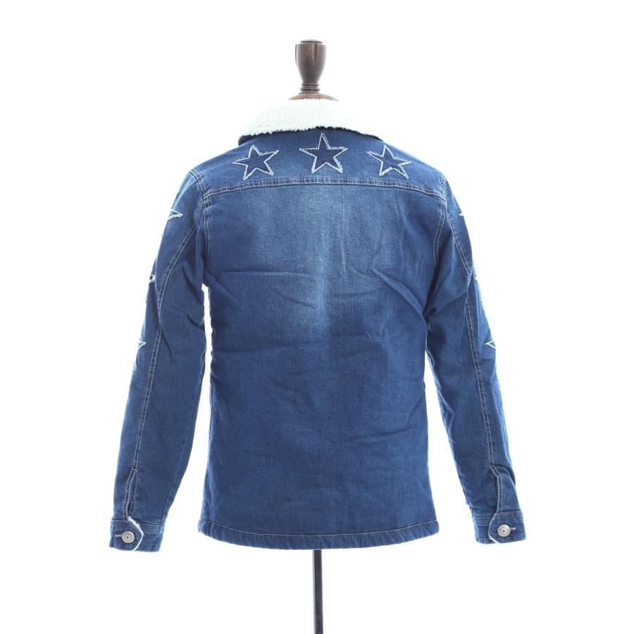 ランチコート メンズ 中綿ジャケット サーフ 星柄 裏ボア 防寒 Gジャン デニムジャケット 青 アウター ジャンバー ブルゾン | improves | 10