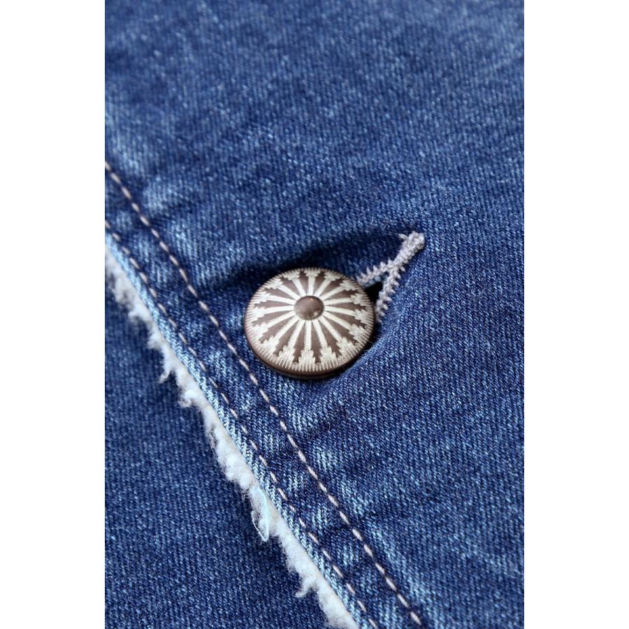 ランチコート メンズ 中綿ジャケット サーフ 星柄 裏ボア 防寒 Gジャン デニムジャケット 青 アウター ジャンバー ブルゾン | improves | 12