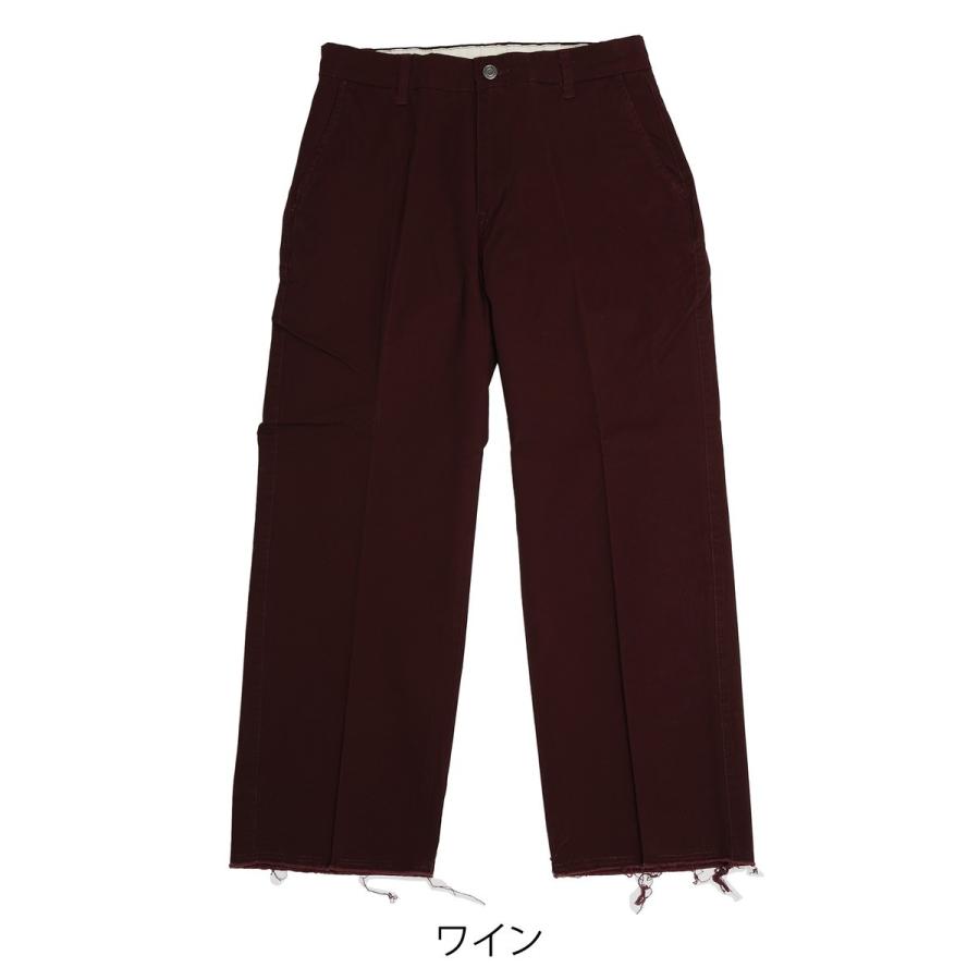 チノパンツ メンズ ワイドパンツ アンクルパンツ テーパードパンツ センタープレス アンクル丈 黒 | improves | 08