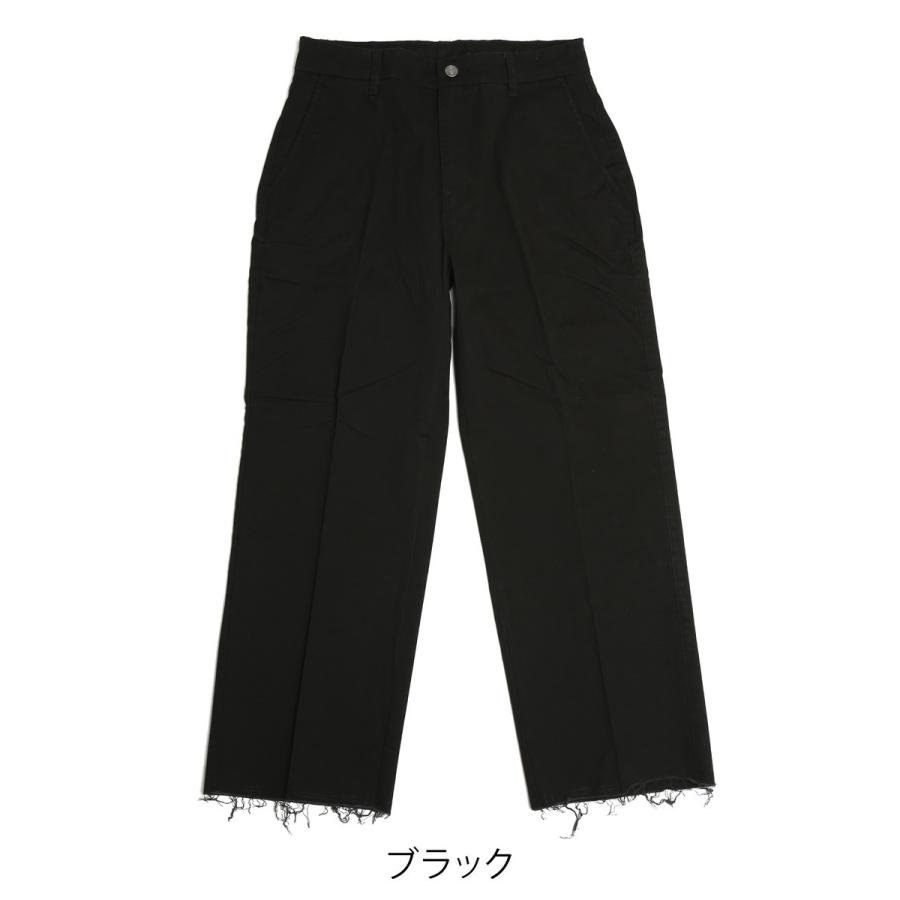 チノパンツ メンズ ワイドパンツ アンクルパンツ テーパードパンツ センタープレス アンクル丈 黒 | improves | 09